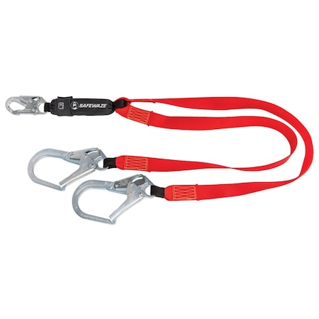 Safewaze Energy Absorbing Lanyard, 6 ft. Length, Forged Steel, 2 Leg(s) FS77435-WE-DL